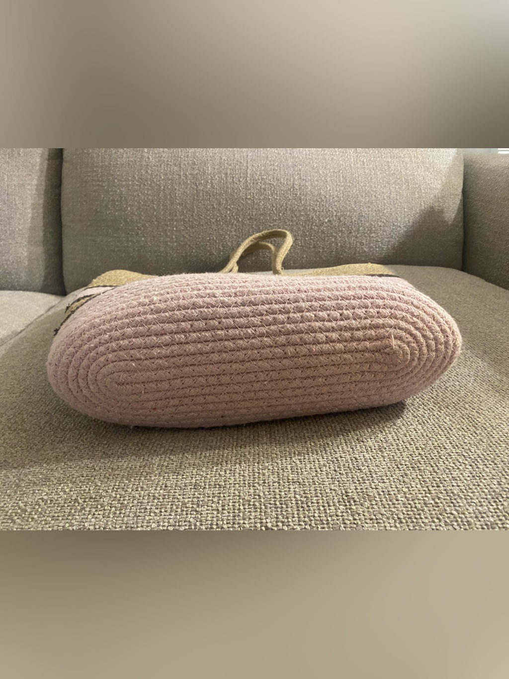 Striped Woven Tote Bag In Pink, Brown & Natural — image 3 of 5